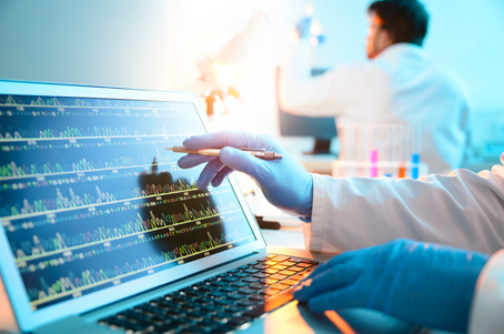 Scientist using a laptop